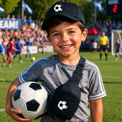 Kids Breathable Soccer Print Baseball Cap & Crossbody Bag Set