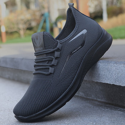 Solid Breathable Durable Sneakers For Outdoor Jogging - Men's Comfy Training Shoes