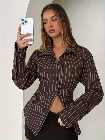 Women’s Casual Striped Polo Shirt Long Sleeve for All Seasons