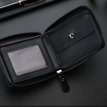 Luxury Faux Leather Wallet for Men | Crocodile Pattern, Embossed Top, Smooth Black, Zip Closure, Multiple Card Slots, Large Capacity, Stitched Design - Perfect Gift for Father, Husband, Brother