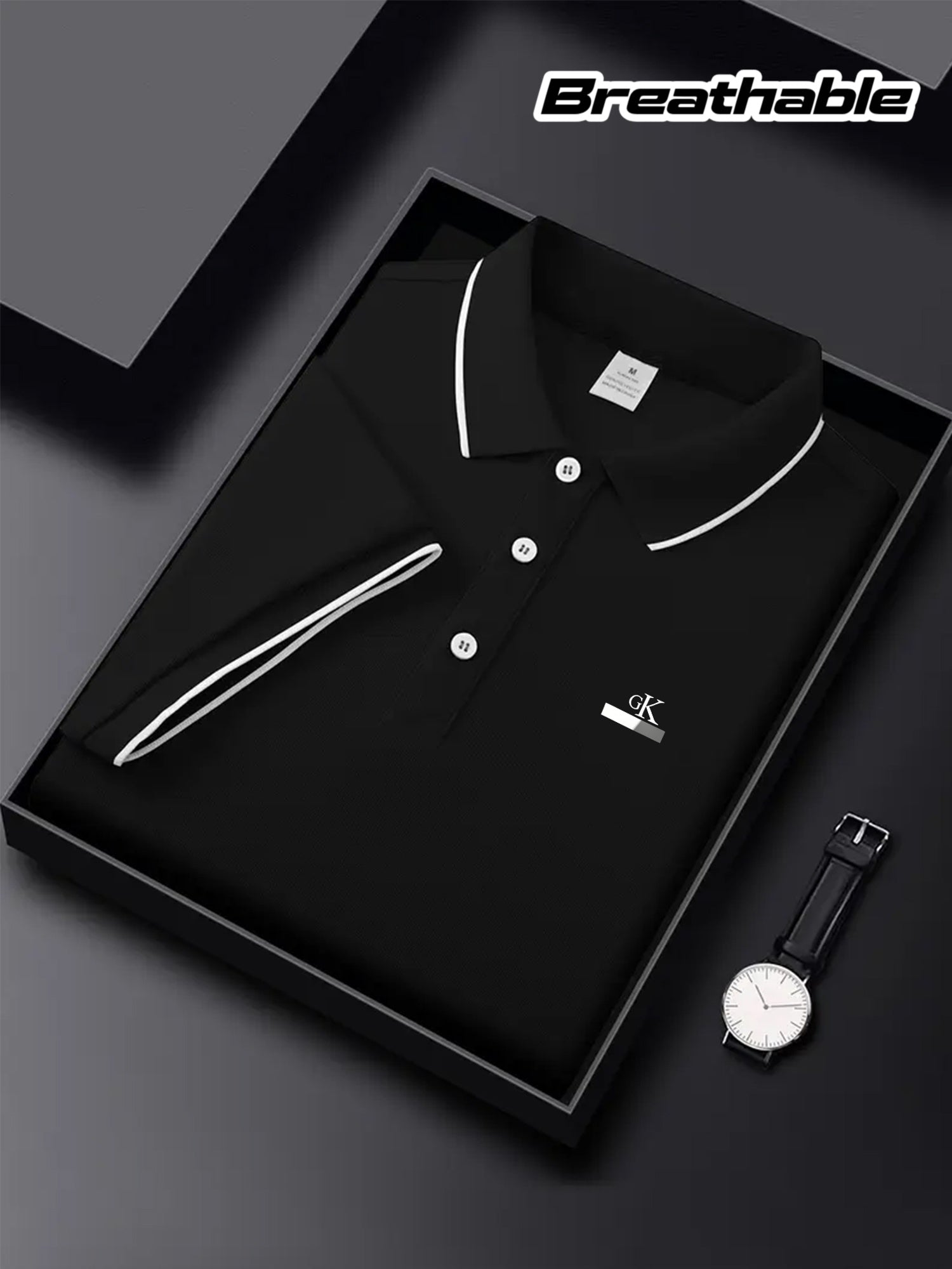 Y1013.46-30.48 cm Black, Navy Blue, Pink, And Beige, Featuring CKZM Graphic Prints, High-End Breathable Golf Shirts, Men'S Tops, Casual V-Neck T-Shirts for Men, Summer Short Sleeves, Men'S POLO Shirts, Men'S Clothing, with a - ayq