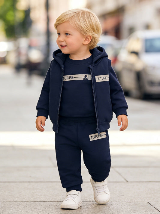 Baby Boy's Autumn/Winter 3-Piece FUTURE Print Sportswear Set - ayq