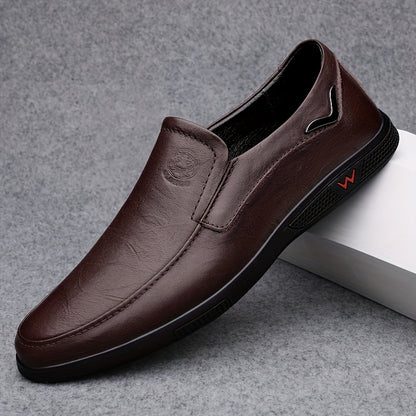 Men's Slip-On Loafers Cowhide Rubber Sole Business Casual Shoes