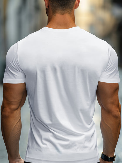 "WAKE UP" Graphic Tee - Comfortable Casual Brown Short Sleeve Crewneck T-Shirt with White Print, Summer Wear