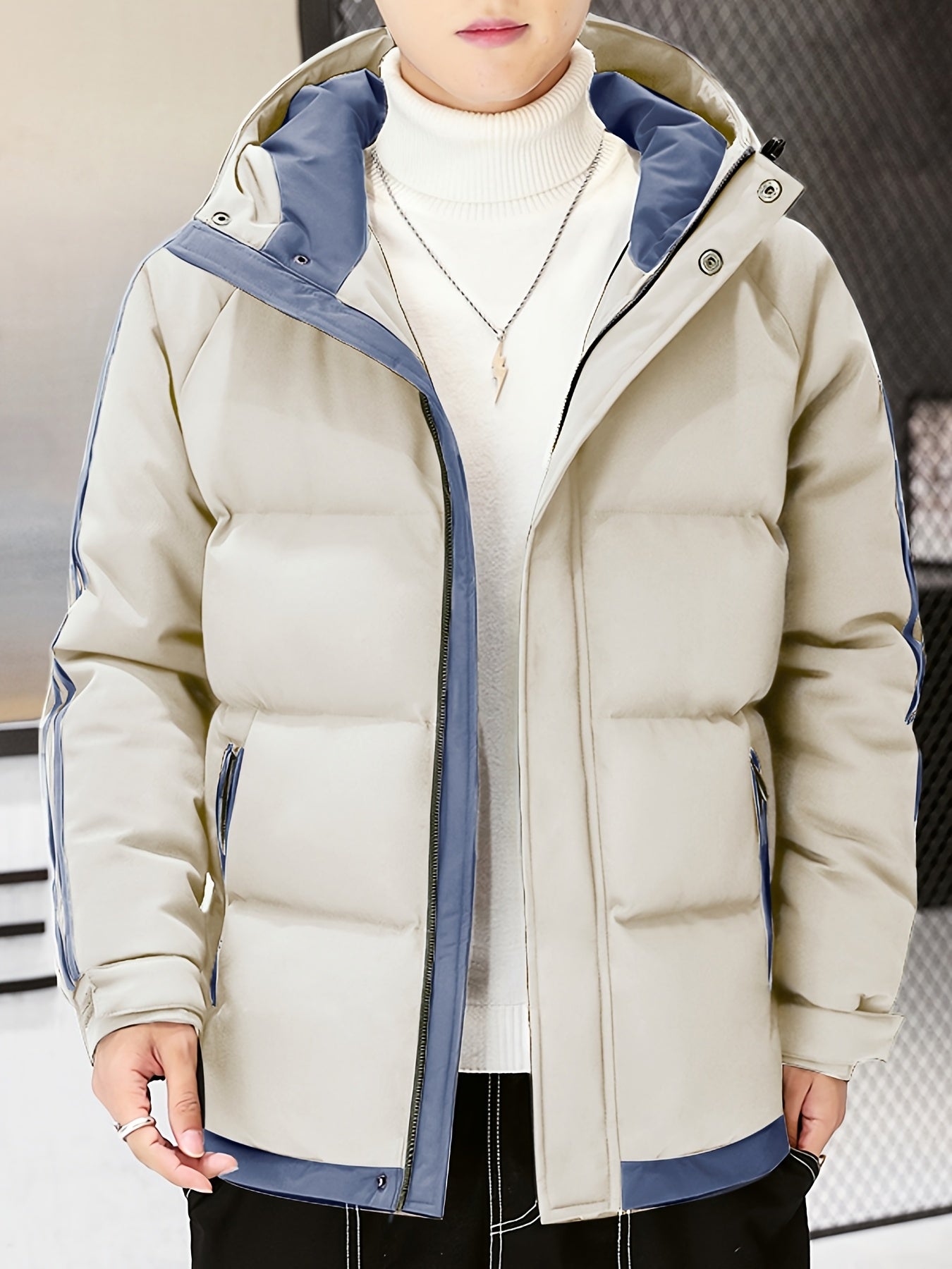 Men'S Heavyweight Winter Hooded Jacket - Thermal Insulated Cold Weather Coat with Zipper Closure, Long Sleeve Outerwear for Hiking, Skiing, Thick, Hiking Gear, Sleek Design, Durable Construction, Outdoor Enthusiasts