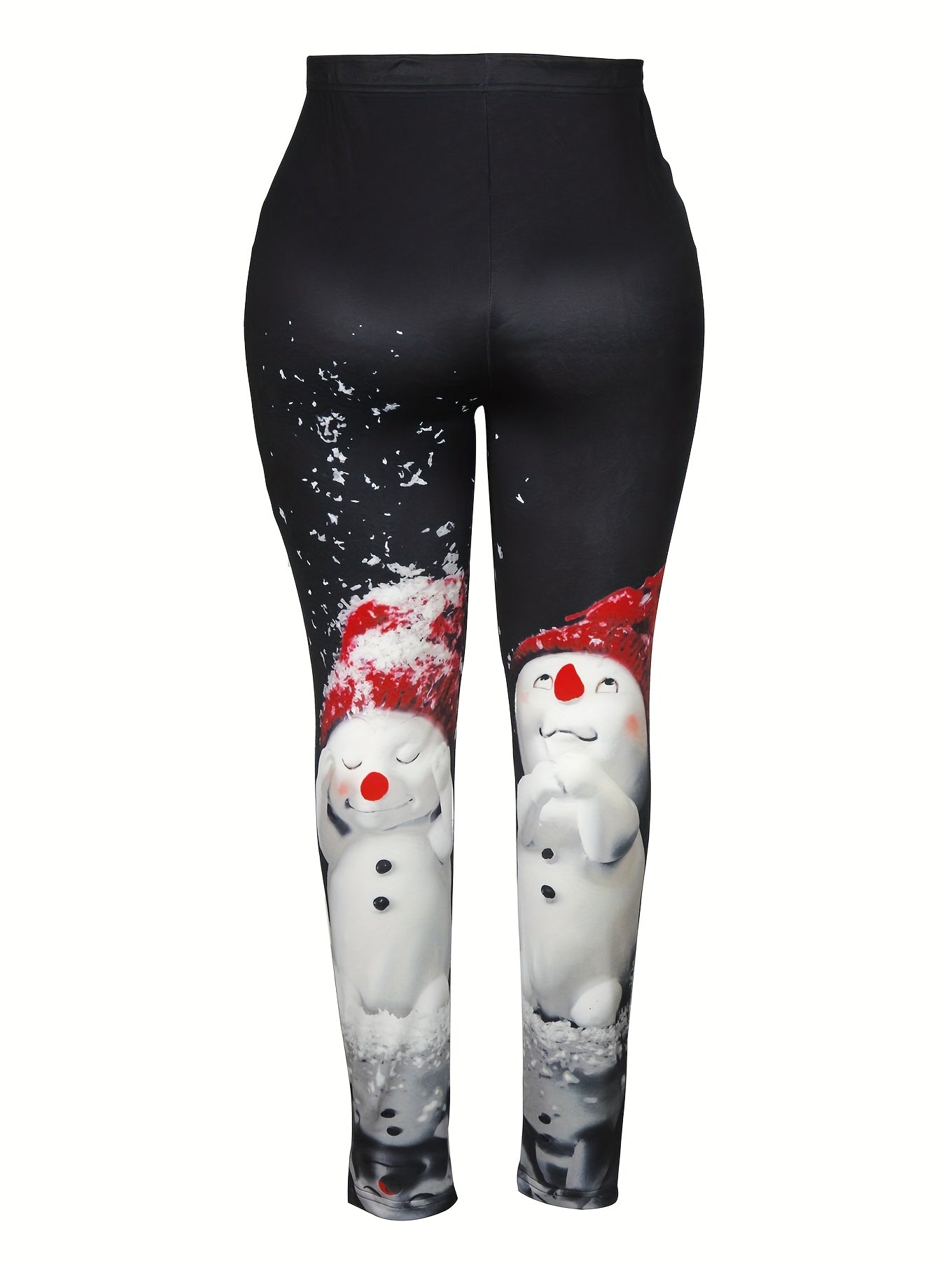 Women's Winter Thermal Tights - Snowman Print Leggings with Snowman & Snowflake Patterns, Thick Insulating Opaque Pants for Christmas, New Year Parties, Cold Weather (Machine Washable, Elastic Fit) - Trousers for Dresses & Bo