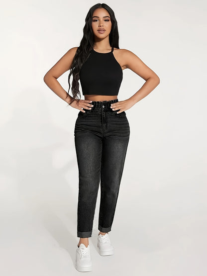 Կանացի Slim-Fit ձգվող ջինսե ջինսեր՝ առաձգական գոտկատեղով - հետույքի բարձրացում, հարմարավետ տեղավորում, լվացվող մեքենայում