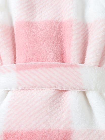 3 հատ փափուկ հավաքածու՝ աղջկա վանդակավոր թեդի բաճկոն + երկար թևքով վերնաշապիկ + թեդի տաբատ, աղջիկների համար նախատեսված ձմեռային/աշնանային հագուստ, նվեր