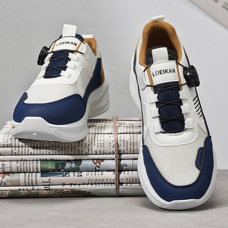 Men's Low-Top Casual Sneakers with Twist Buckle Design