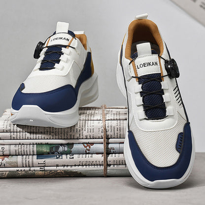 Men's Low-Top Casual Sneakers with Twist Buckle Design