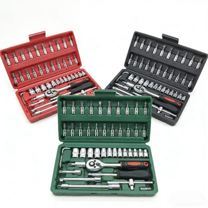 Repair Wrench Set, Ratchet Wrench Set, Socket Wrench Set, Designed for Various Environments Including Automotive Repair and Home Decoration, with Storage Box. 27-GJX