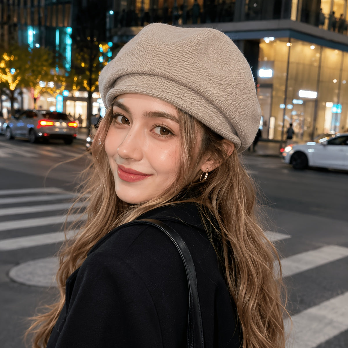 Womens Lightweight French Beret Hat Soft Elastic Knit Cap
