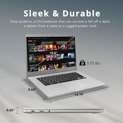 SAMSUNG Chromebook 4+ Laptop, 15.6" FHD LED Display, Intel Celeron N4000, 4GB RAM, 64GB Emmc, HD Webcam, Wi-Fi 5, Bluetooth, Chrome OS, Platinum Titan, 32GB USB Card