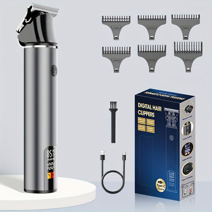 Men's Hair Trimmer, Hair Salon Electric Hair Clipper, USB Fast Charging, Men's Shaver, Shaving Scissors, Home Hairdressing Tools, Men's Facial, Comes with 6 Size Limit Combs, Surprise Gifts