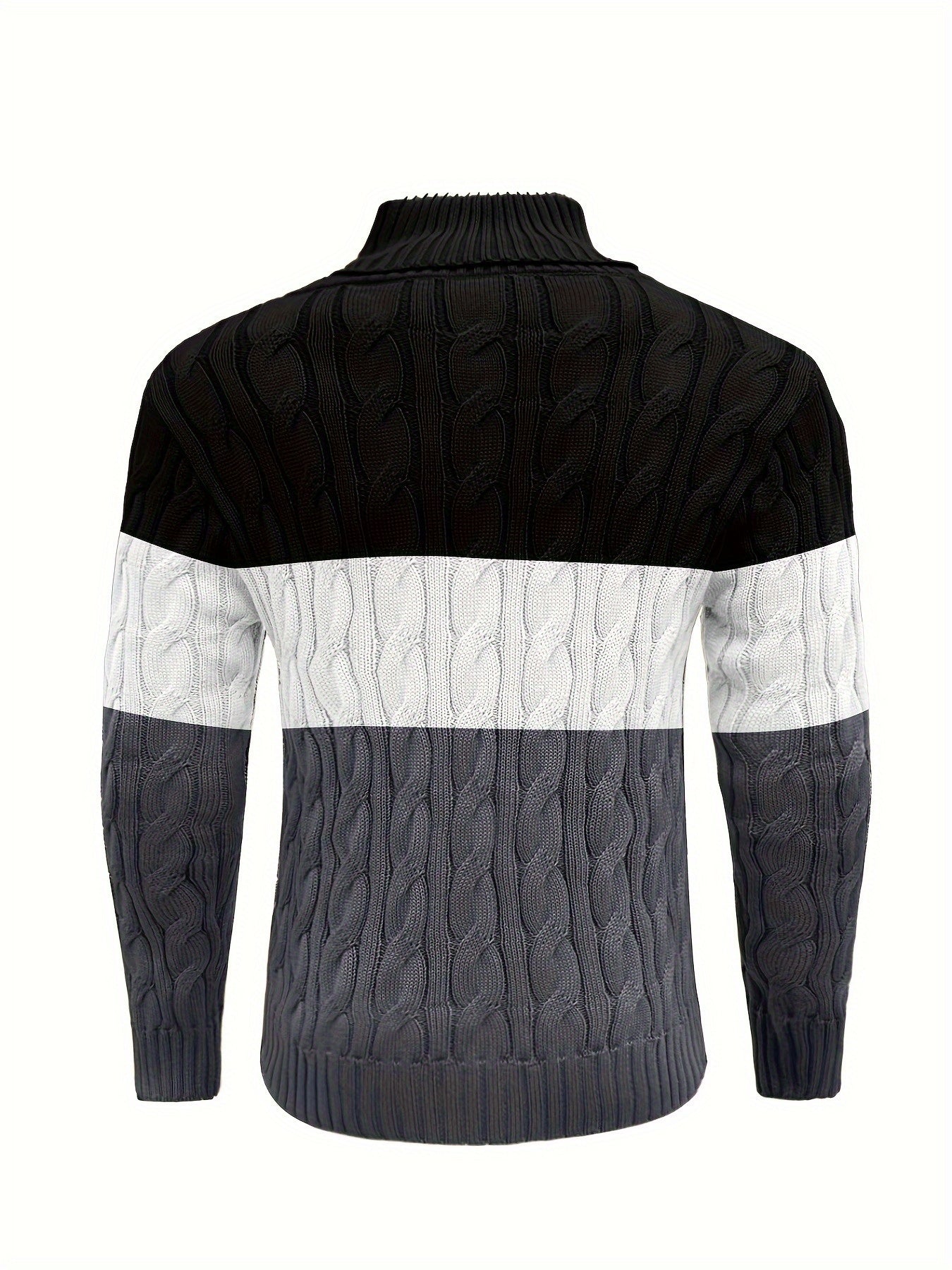 Men's Business Style Color-Block Sweater, Fashionable Trendy Spliced Large Lapel Pullover, Versatile Button-Design Sweatshirt
