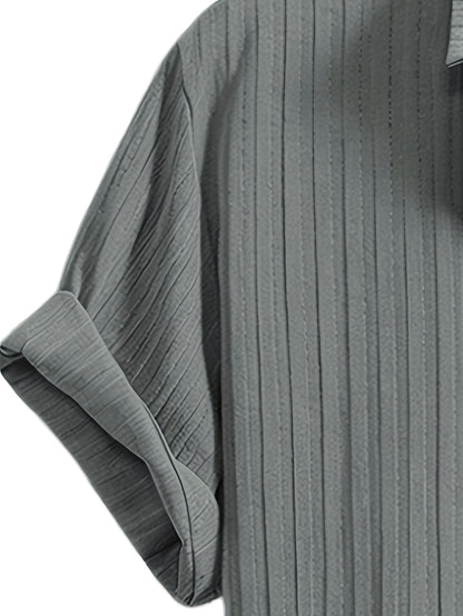 Men's Summer Casual Shirt and Trousers Set, Lightweight Woven Fabric