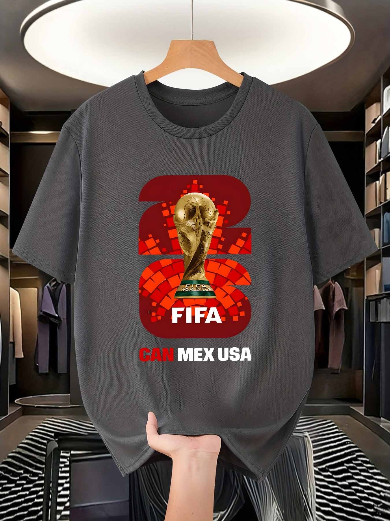 Men's FIFA World Cup Trophy Soccer T-Shirt, Crew Neck