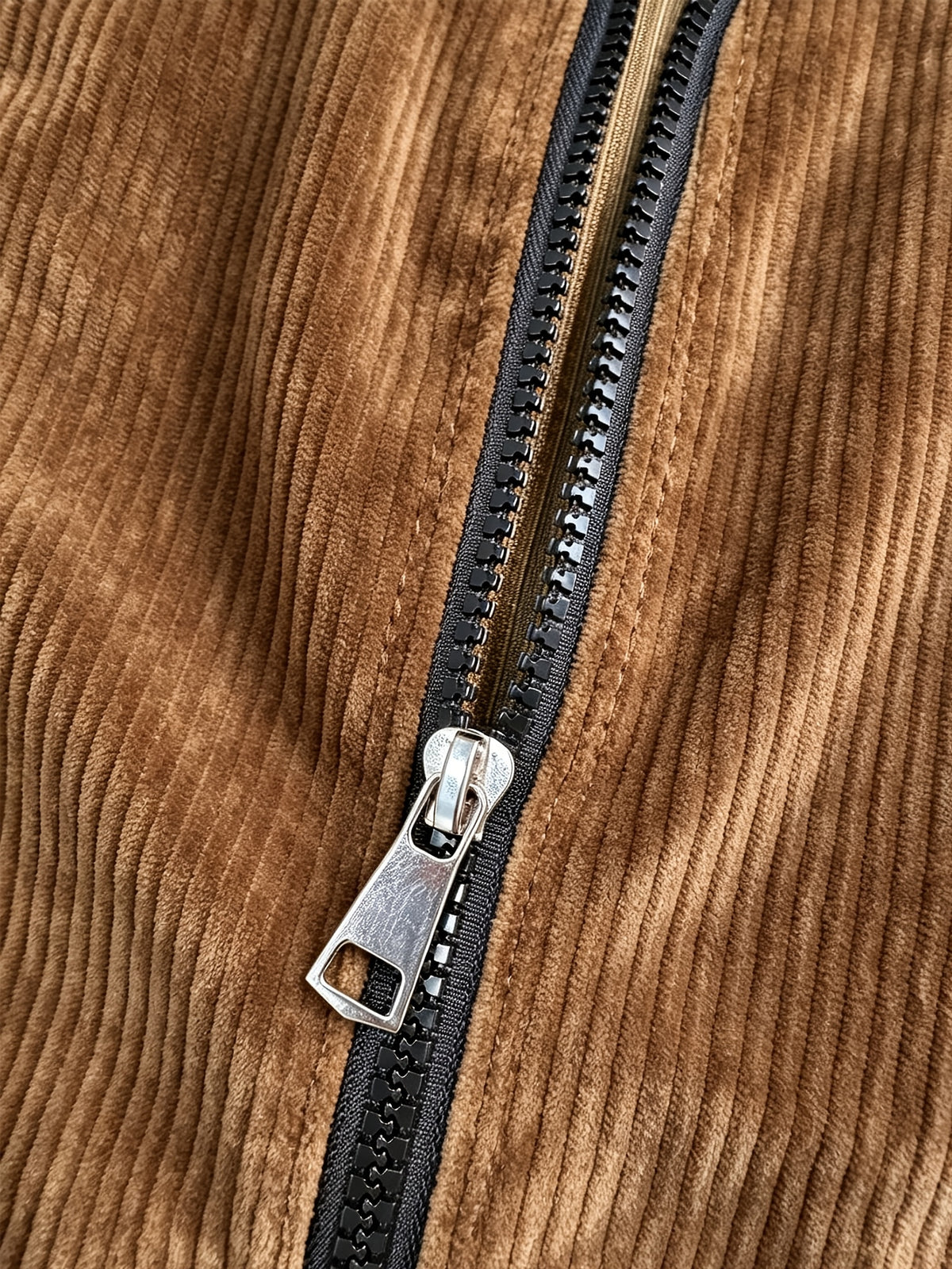 Men's Corduroy Zipper Jacket with Lapel Collar for Spring/Fall
