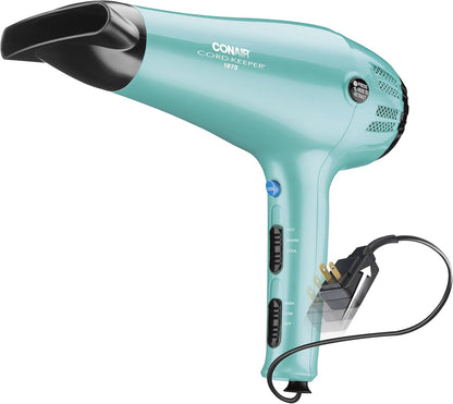 Conair Hair Dryer with Retractable Cord, 1875W Cord-Keeper Blow Dryer,Pink
