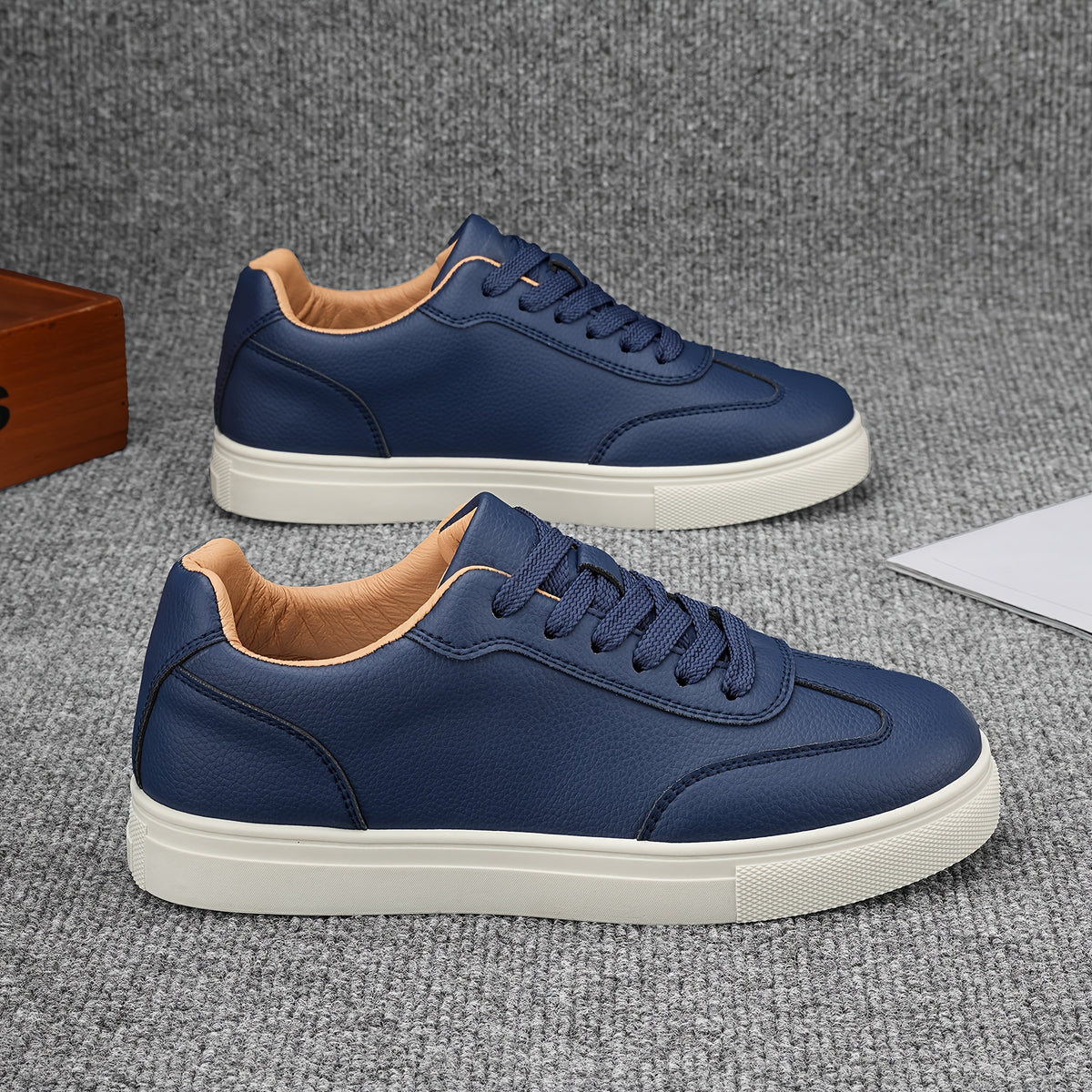 Men's Casual Lace-Up Sneakers in Classic Solid Colors