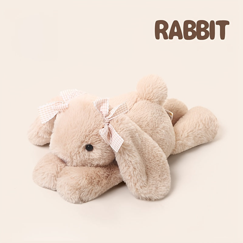 35Cm/13.8Inch Brown Rabbit Plush Toy, Cute Bunny Stuffed Animal with a Bow, Lively Adorable Rabbit Toy, Cozy Home Decor, Perfect Surprise Gifts for Kids, Friends, Boys, And Girls for Birthdays, Christmas, And Easter