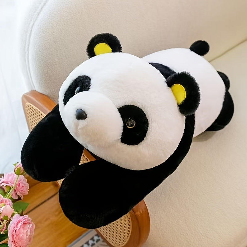 Մեկ սիրուն փափուկ խաղալիք՝ պառկած դիրքում գտնվող հսկայական պանդայի պատկերով, կատարյալ է որպես բարձ կամ նվեր