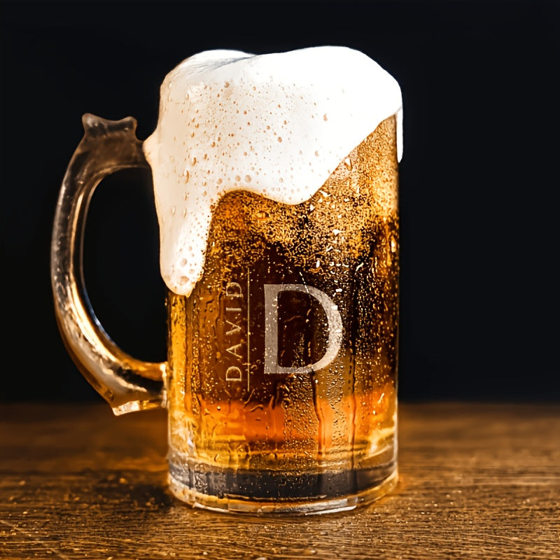 Personalized Large Glass Beer Mug - Custom Engraved Gift