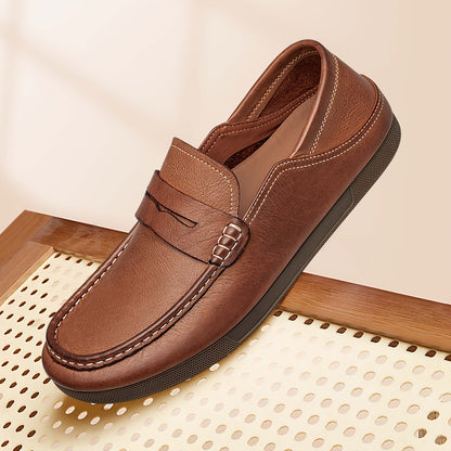 Men's Premium Washed Cowhide Loafers Soft Slip-On Casual Shoes