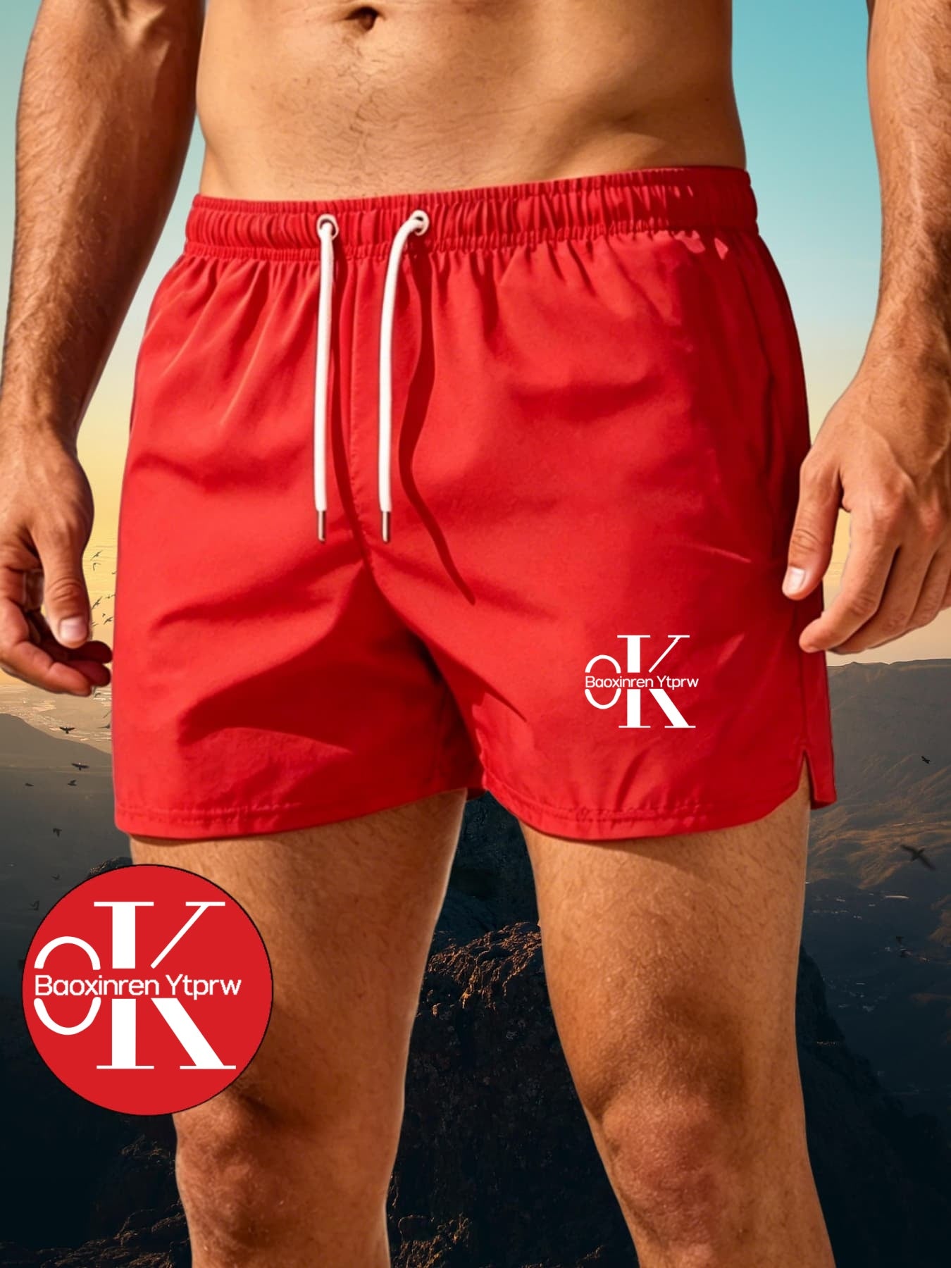 Men's Casual Quick-Dry Beach Shorts with Elastic Waistband