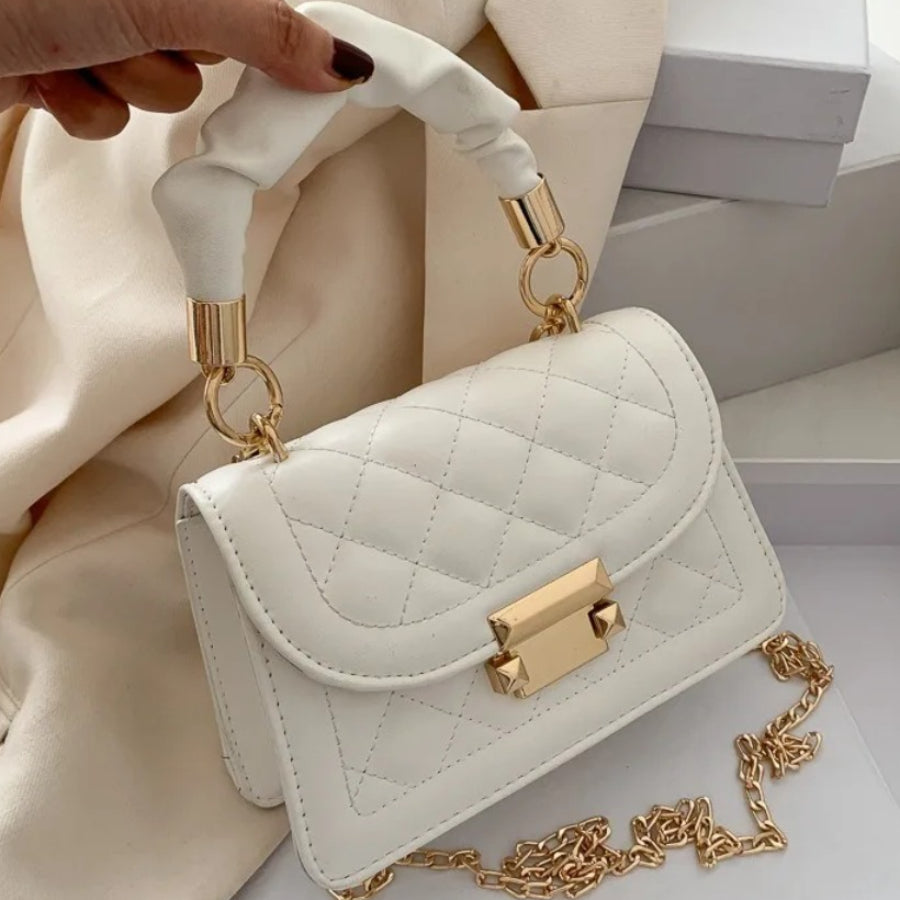 Փոքր, կարված, կարճ, կարճ, ոսկեգույն, մինի, կանացի պայուսակ (սև/սպիտակ/մանուշակագույն)