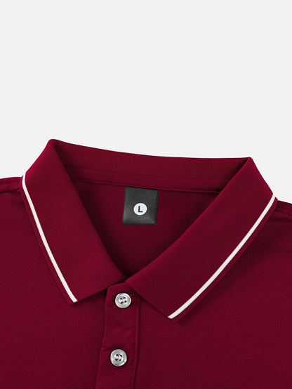 Men's Solid Golf Shirt, Casual Short Sleeve Lapel Shirt For Summer Outdoor