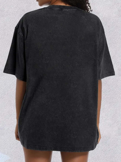 Vintage Cat Graphic Cotton Blend T-Shirt for Women