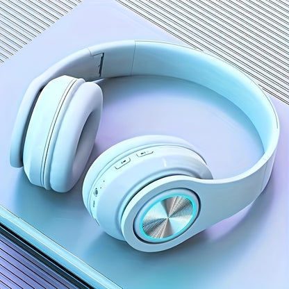 Wireless Headset with Shocking Sound, HIFI Sound Quality, 50 Hours Battery Life, Support Card Playback, Wired/Wireless Connection, RGB Luminous Lamp Effect, New Upgrade/Physical Noise Reduction, Acoustic Fidelity, Non-Inducti