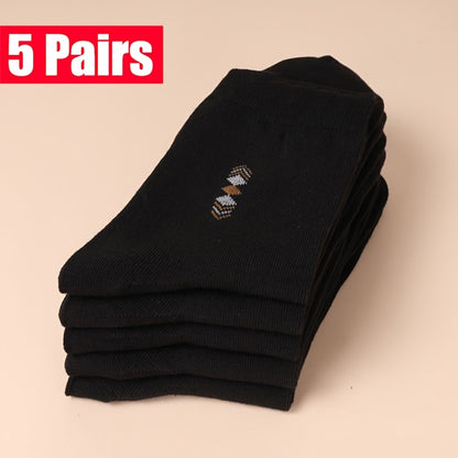 5 Pairs of New Four Seasons Warm and Sweat-absorbing Simple and Versatile Men's Business Long Socks
