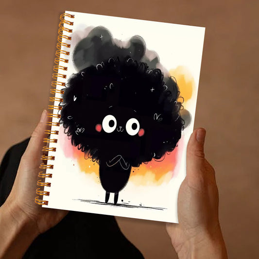 1 հատ Cute Black Exploding Head Spiral Notebook - պաշտելի մուլտֆիլմի դիզայն, 13,97x21,08 սմ, 50 էջ - կատարյալ գրասենյակի, դպրոցի, ուսման և նվերների, նոթատետրեր դպրոցի համար