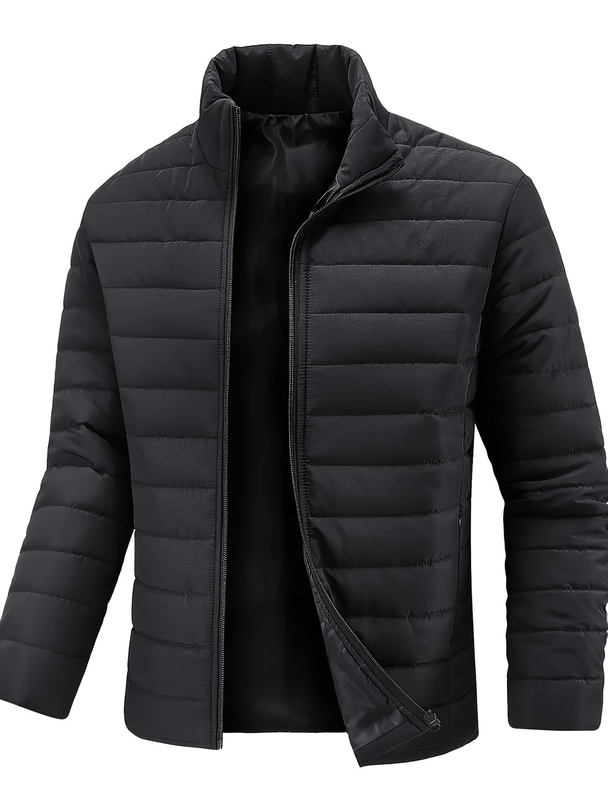 Men's Winter Slim Fit Fleece-Lined Stand Collar Coat