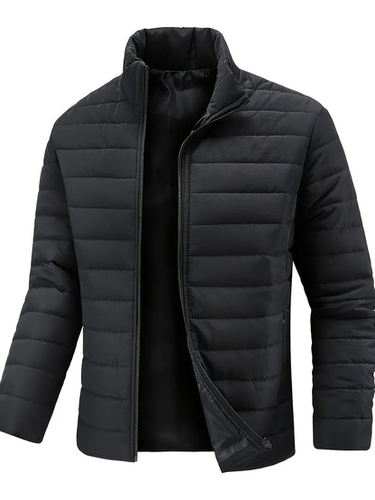 Men's Winter Slim Fit Fleece-Lined Stand Collar Coat