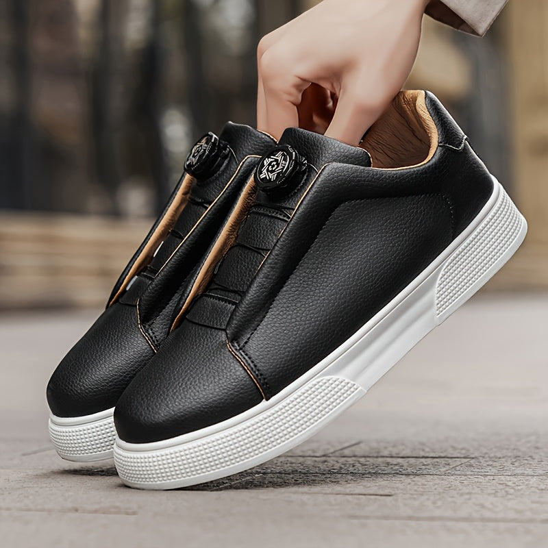 Men's Casual Skate Shoes with Durable PU Upper & PVC Sole