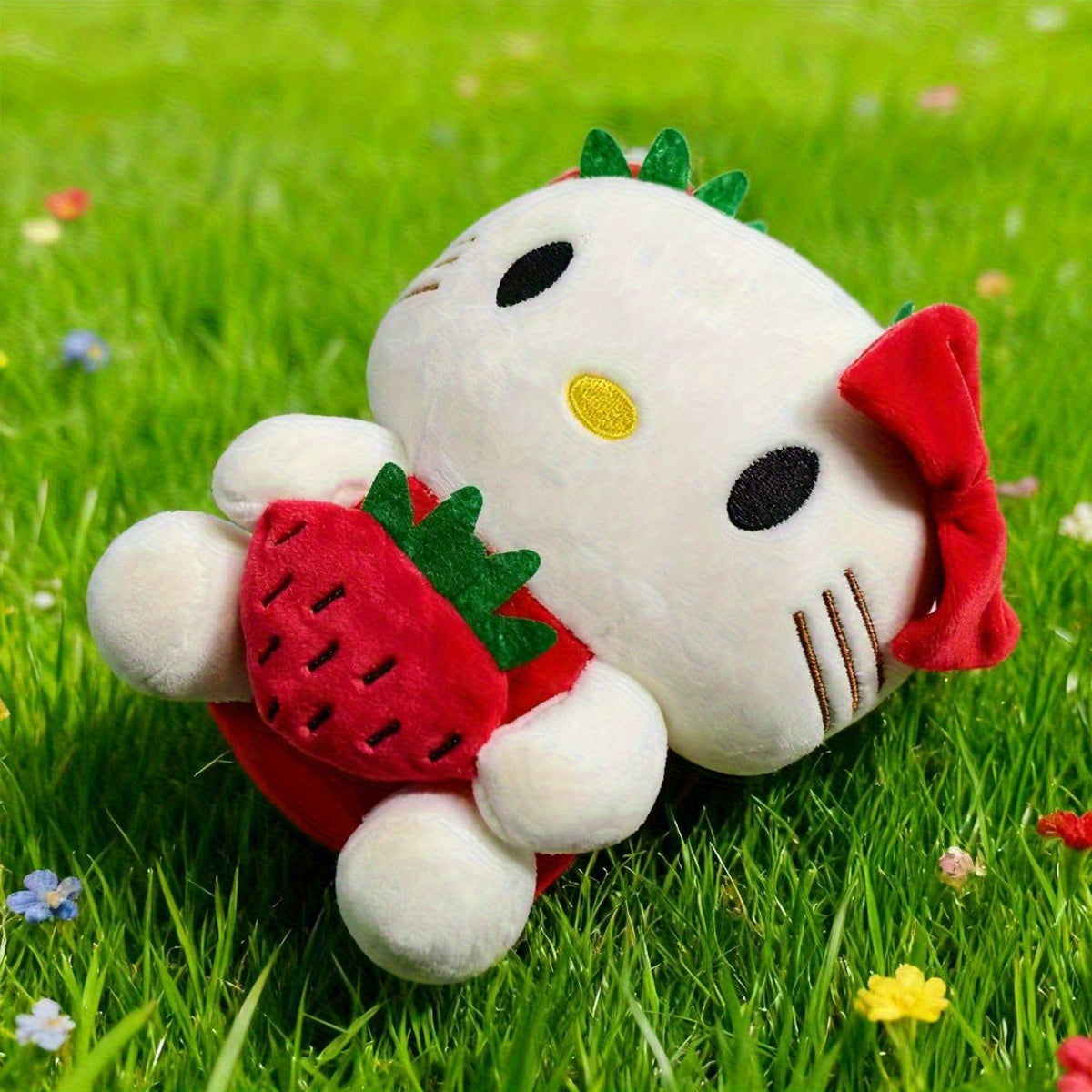 Sanrio Hello Kitty Plush Doll - Bright & Cute Strawberry Hugging Body Soft Collectible Figure, Girls Room Decor Gift for, Women, (Hello Kitty Plush Toy)
