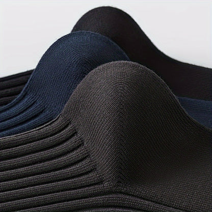 5/10 Pairs Men's Athletic Crew Socks, Striped Polyester Knit Fabric with 5% Spandex, Moisture-Wicking Casual Sports Tube Socks for Spring and Autumn