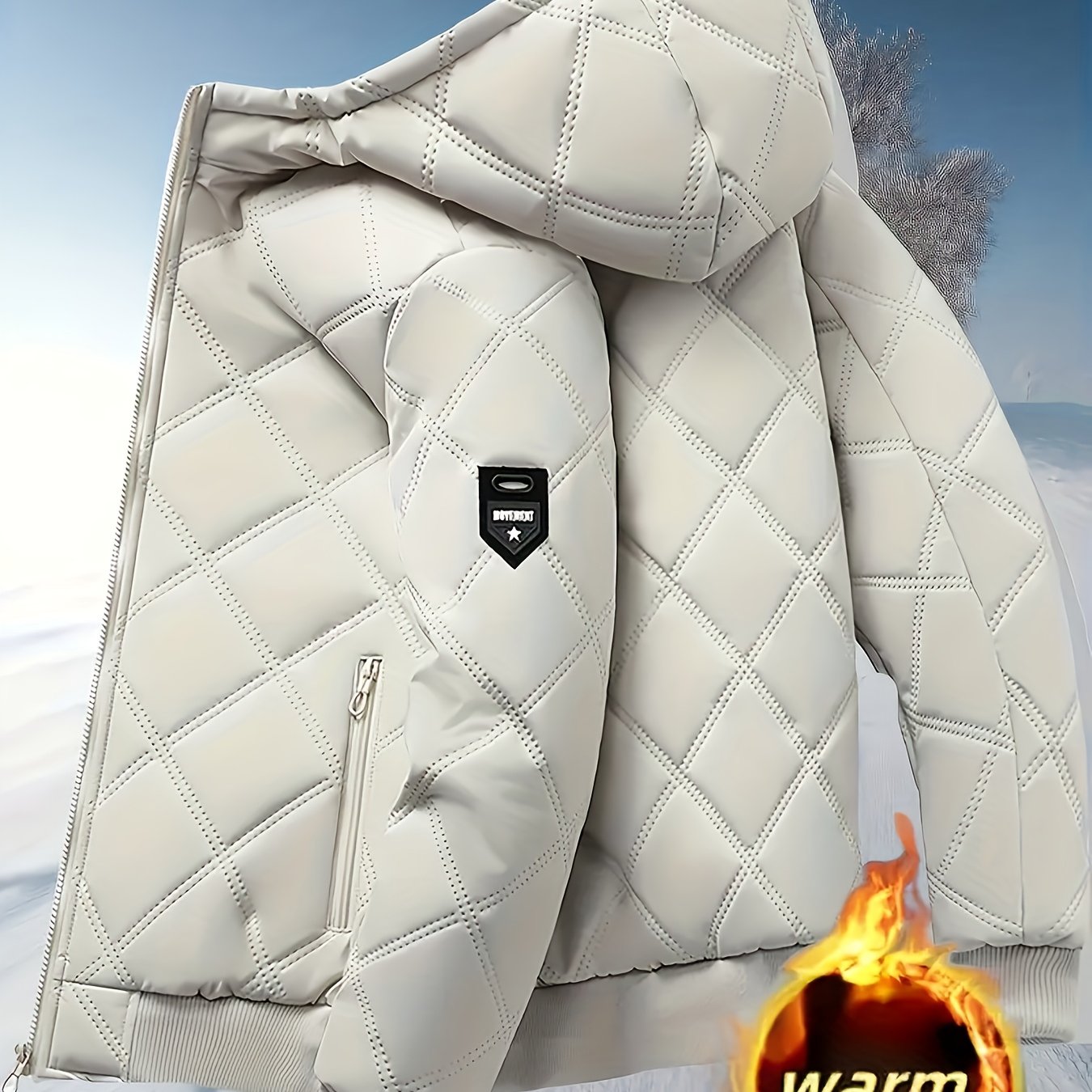 Men'S Heavy-Duty Winter Jacket with Full-Zip Hooded Coat - Thermal Insulated Cold Weather Outerwear, Full-Zip Closure & Zippered Pockets, Machine Washable