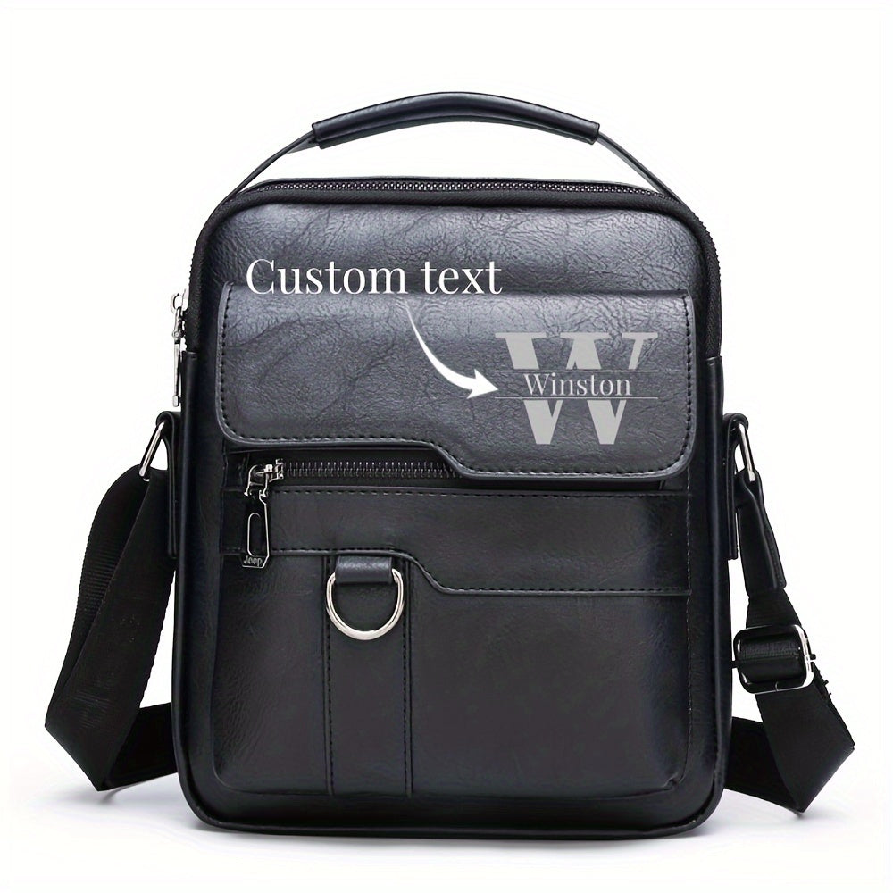 Personalized 26-Letter Men's Shoulder Bag DIY Casual Business Crossbody Vertical Handbag Christmas Father's Day Valentine's Day Thanksgiving Gift