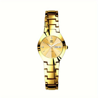1 New Fashionable Quartz Ladies' Watch with Date Display - Black Dial, Luminous Hands & Markers, Stainless Steel Band, Casual Style, Travel & Business Use, Casual Style Watch | Minimalist Design | Quartz Movement