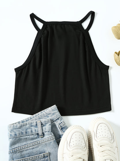Women's Black Sleeveless Tank Top & Shorts Casual Set