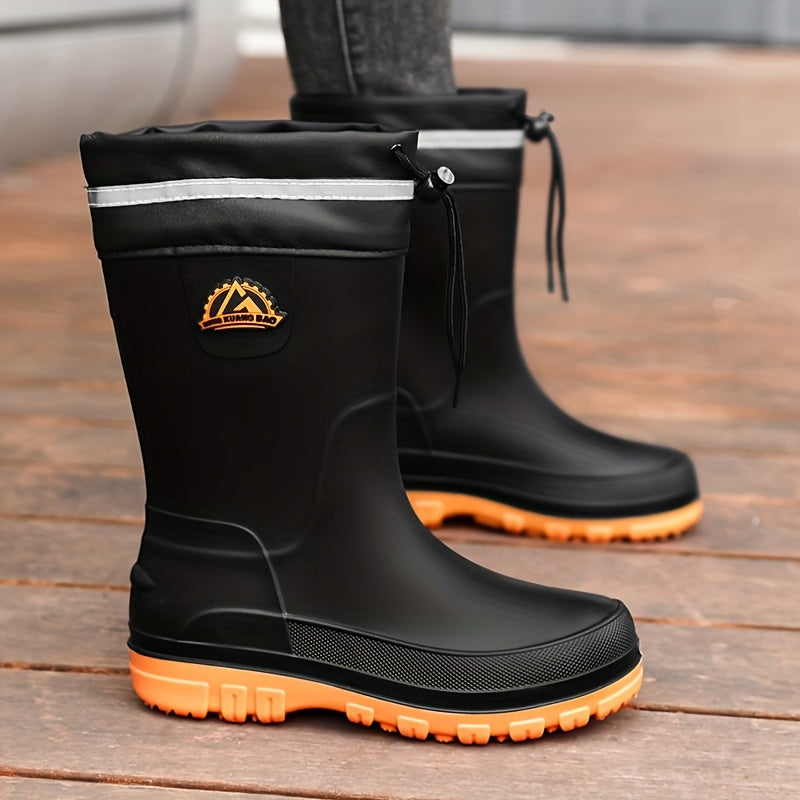 Men's Casual Outdoor Slip-On Rubber Rain Boots for Fall