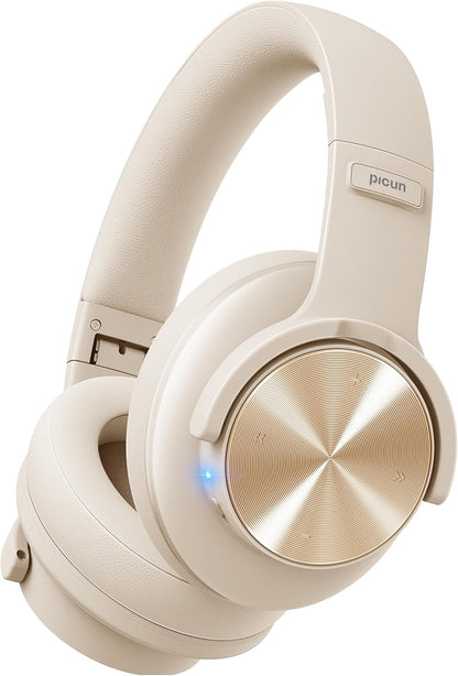 Picun B8 Bluetooth Headphones, 120H Playtime Headphones Wireless Bluetooth with 3 EQ Modes, Low Latency, Hands-Free Calls, over Ear Headphones for Travel Home Office Cellphone PC Black