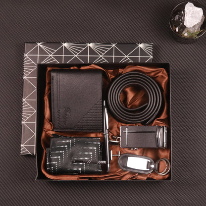 8pcs Men's Luxury Accessory Gift Set with Automatic-Docking Collar Tie System, Dress Belt, Cufflinks, Keychain, Pen & Wallet - Complete Corporate Attire Bundle for Weddings, Business Meetings, Prom - Ideal Birthday/Christmas/