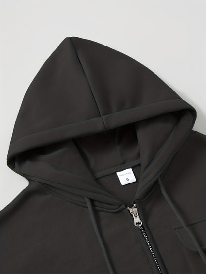 Men'S Minimalist Red & Christmas Tree Print Hooded Sweatshirt - Long Sleeve Casual Pullover with Piping, Regular Fit Winter Warmth for Holiday Parties, Outdoor Activities & Casual Attire, Christmas Sweatshirt, Seasonal Fashio