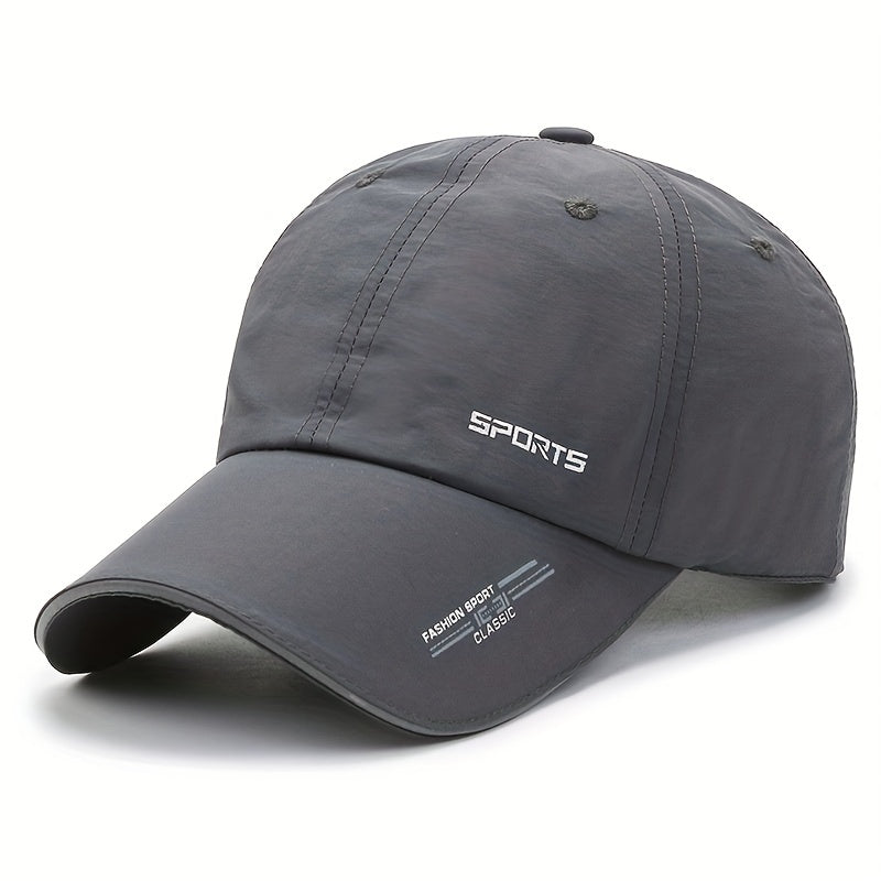 Unisex Polyester Baseball Cap, Quick-Dry Breathable Duck Hat with Reflective Strip, Sun Protection Snap Closure, Hand Wash Only, Stretch Fit for Spring/Summer Outdoor Travel Sports