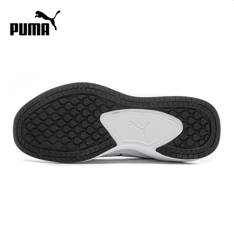 PUMA Unisex Sneakers - Low-Top Gym Sneakers in White/Black/Neon Green Accent - Breathable Fabric Upper  Cushioned Rubber Sole - Lightweight Running Shoes for Men  Women - Ideal for Training, Everyday  Formal Wear, Sporty D